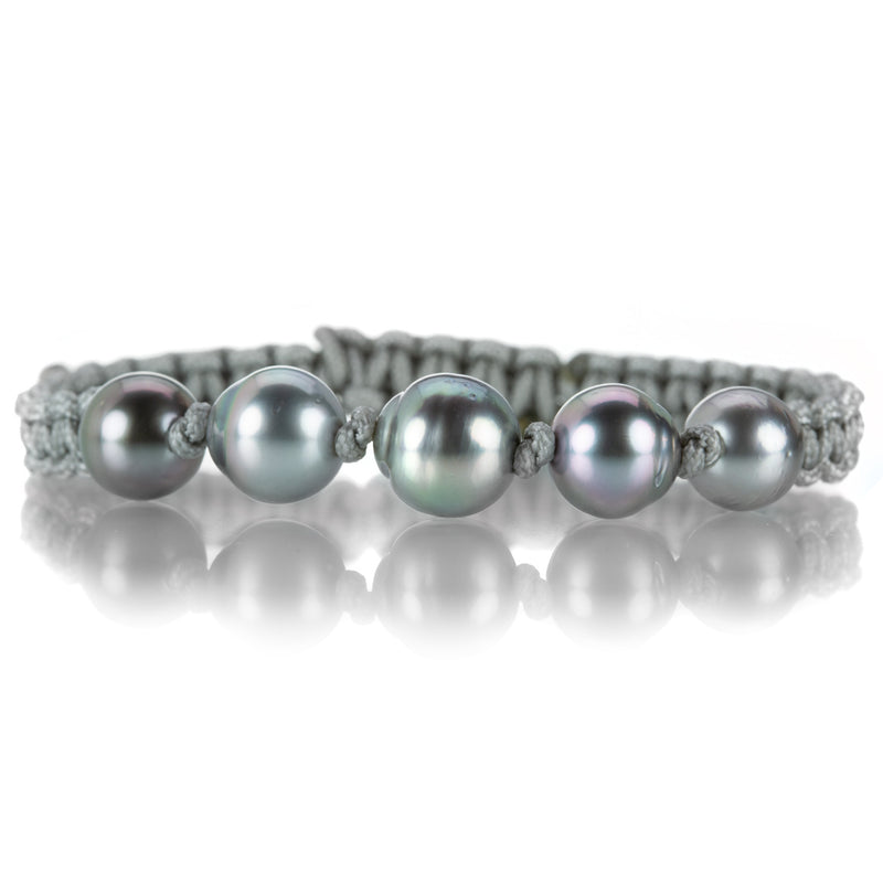 Gellner Gray Macrame Bracelet with 5 Tahitian Pearls | Quadrum Gallery