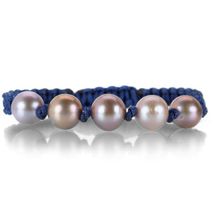 Gellner Cobalt Blue Macrame Bracelet with 5 Ming Pearls | Quadrum Gallery