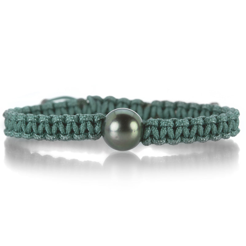Gellner Green Macrame Bracelet with 1 Gray Tahitian Pearl | Quadrum Gallery