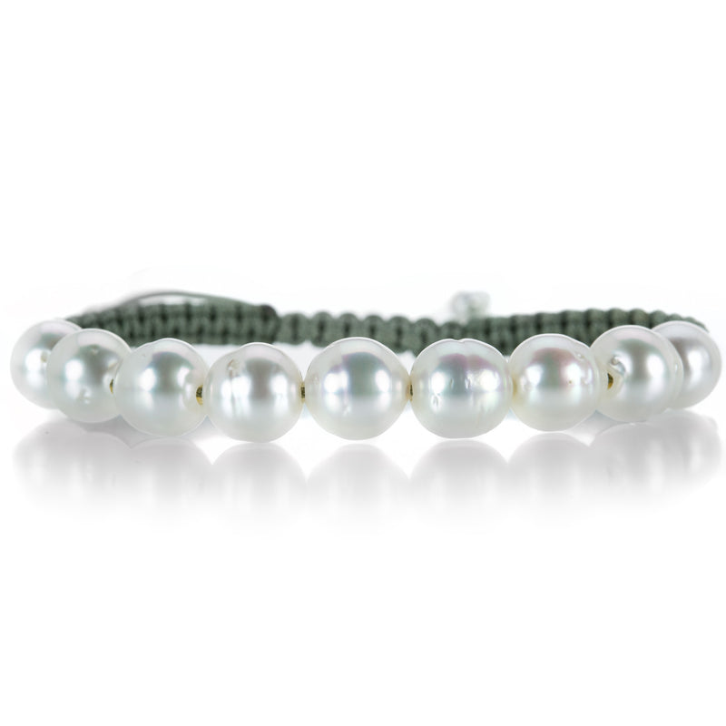 Gellner Dark Green Macrame Bracelet with South Sea Pearls | Quadrum Gallery