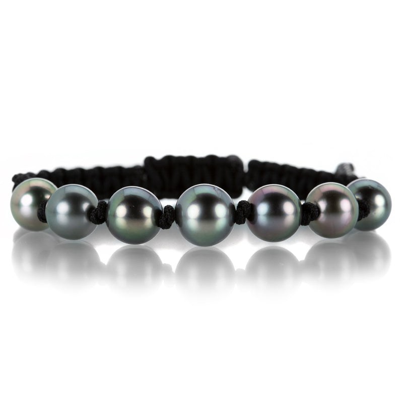 Gellner Black Macrame Bracelet with 7 Gray Tahitian Pearls | Quadrum Gallery