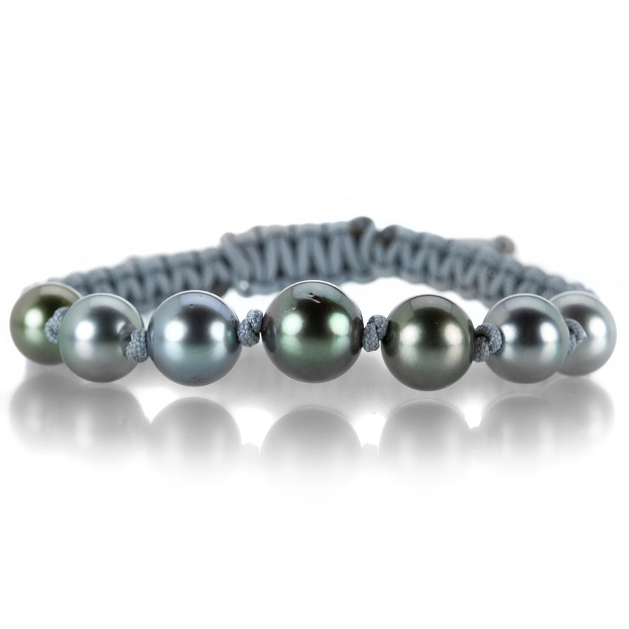 Gellner Light Gray Macrame Bracelet with 7 Tahitian Pearls | Quadrum Gallery