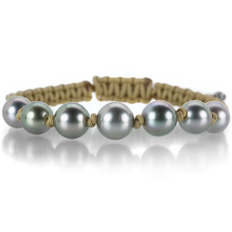 Gellner Beige Macrame Bracelet with 7 Tahitian Pearls | Quadrum Gallery