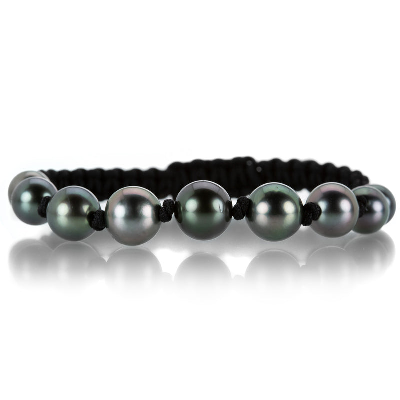Gellner Black Macrame Bracelet with 9 Tahitian Pearls | Quadrum Gallery