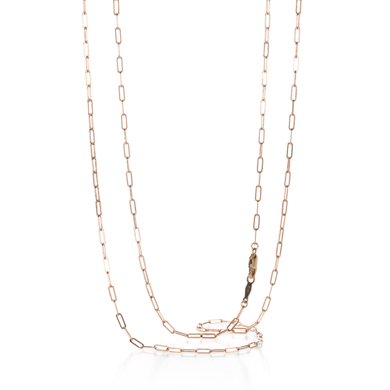 Julez Bryant Rose Gold Thin Rectangular Link Chain - 30" | Quadrum Gallery