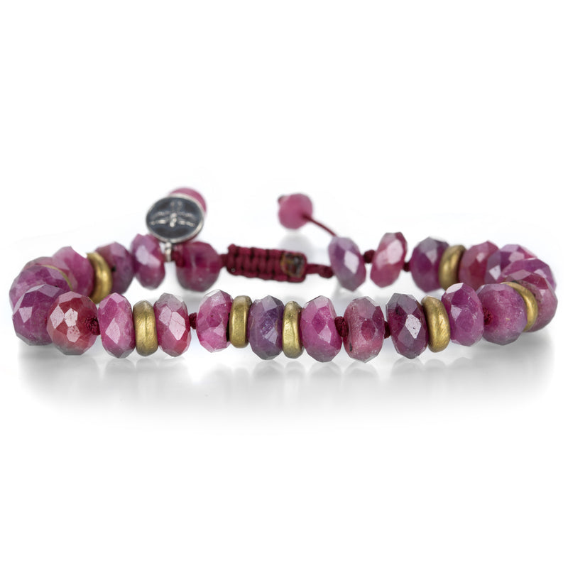 Joseph Brooks 8mm Faceted Ruby and Brass Bracelet | Quadrum Gallery