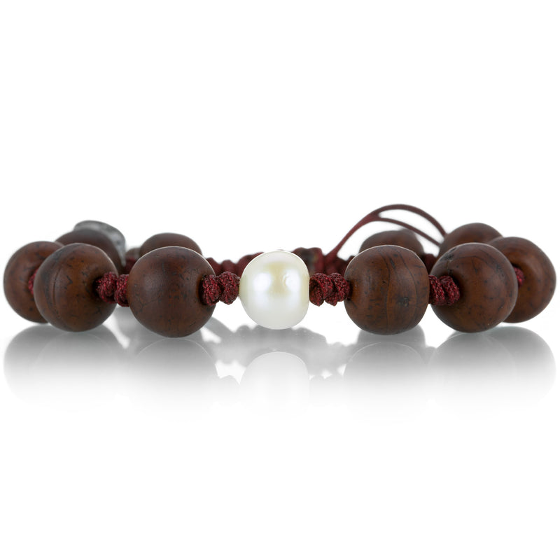 Joseph Brooks Pearl bracelet with Bodhi Seed  | Quadrum Gallery