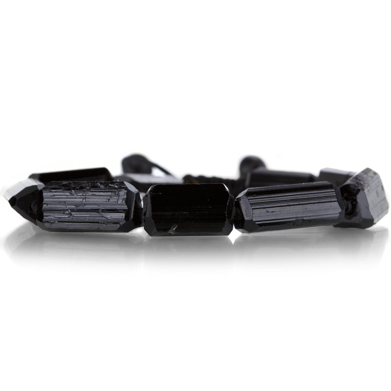 Joseph Brooks 10mm Rectangular Black Tourmaline Macrame Bracelet | Quadrum Gallery
