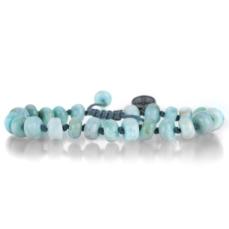 Joseph Brooks 8mm Smooth Larimar Rondelle Macrame Bracelet | Quadrum Gallery