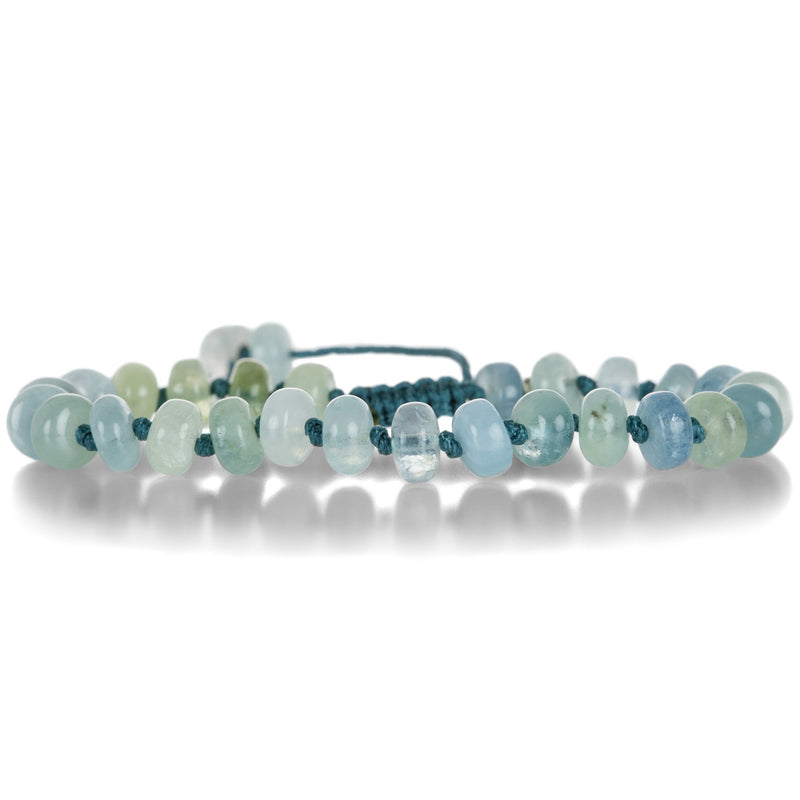 Joseph Brooks Smooth 8mm Aquamarine Beaded Macrame Bracelet | Quadrum Gallery