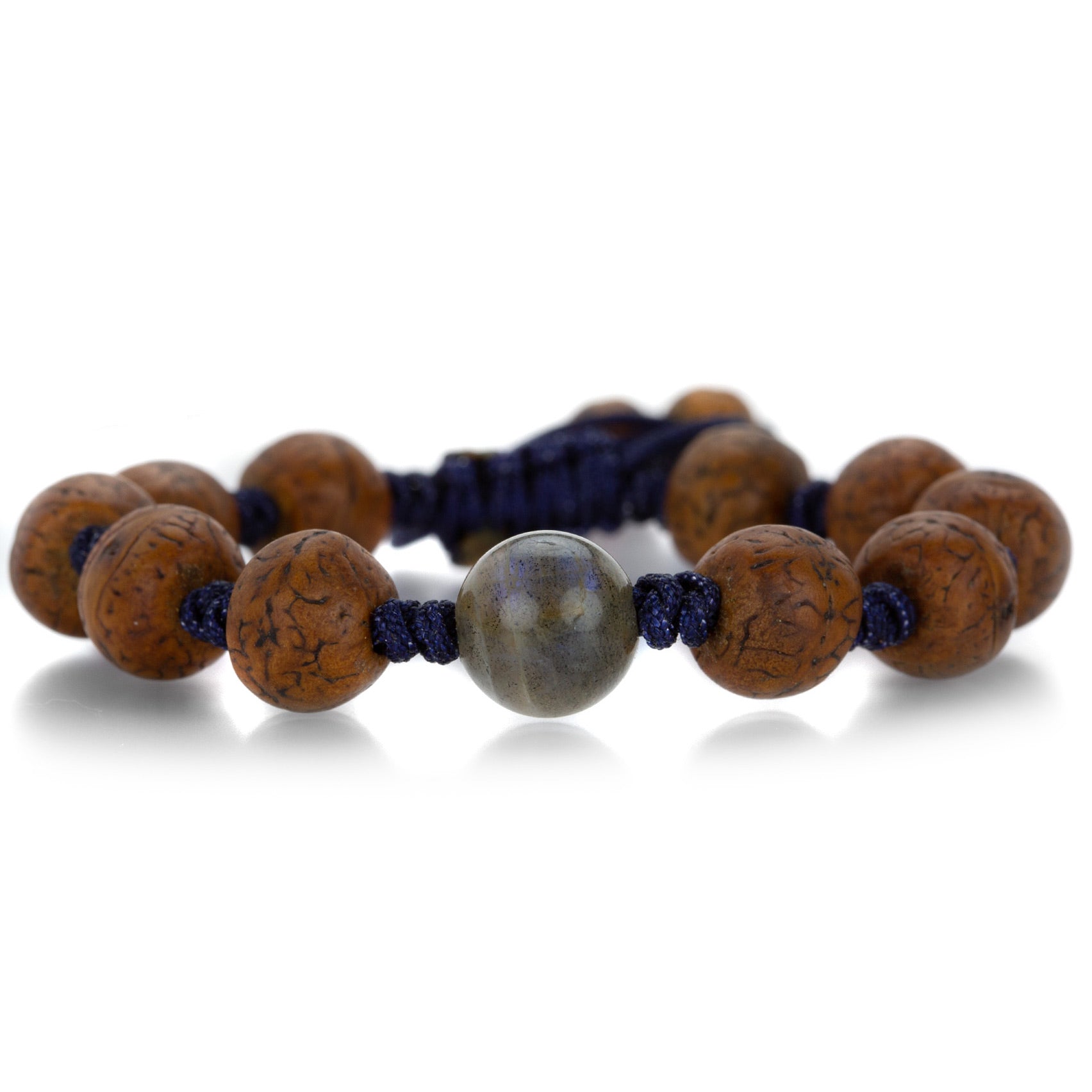 Joseph Brooks Antique Bodhi Seed Bead Bracelet with Labradorite