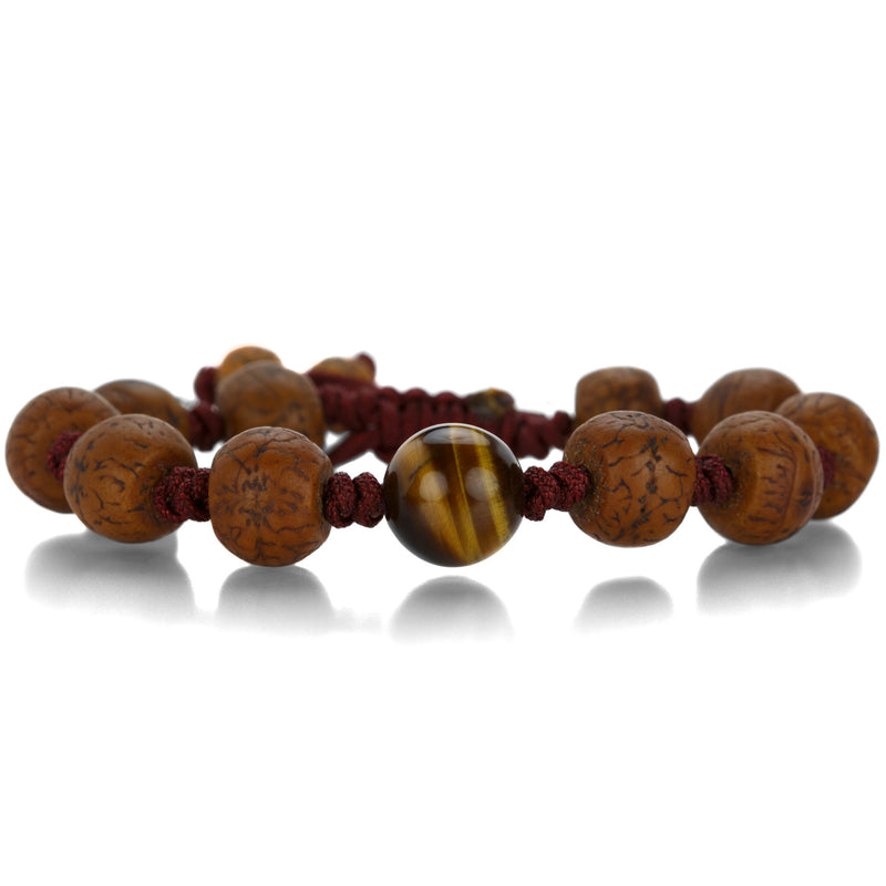 Joseph Brooks Antique Bodhi Seed Bead Bracelet with Tiger's Eye | Quadrum Gallery