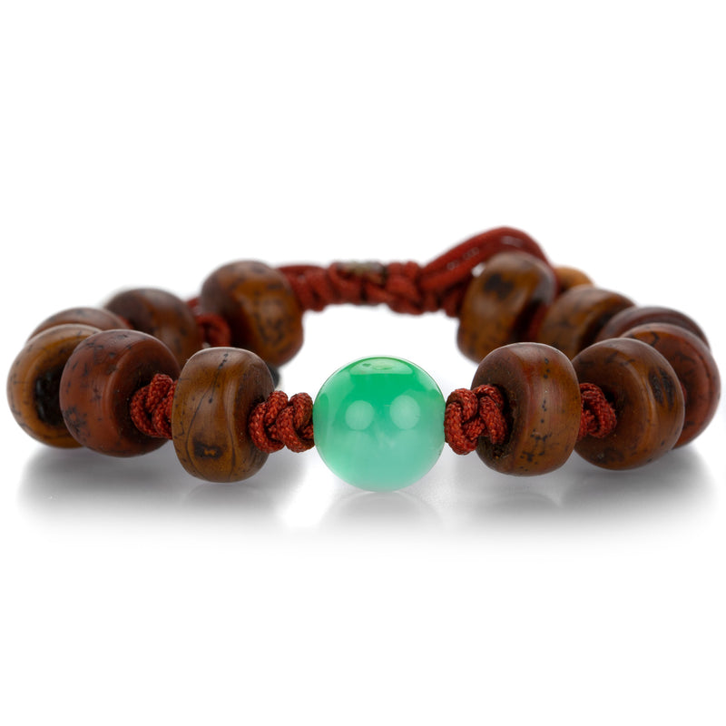 Joseph Brooks Antique Bodhi Seed Bead Bracelet with Chrysoprase | Quadrum Gallery