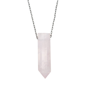 Joseph Brooks Large Rose Quartz Crystal Pendant Necklace | Quadrum Gallery