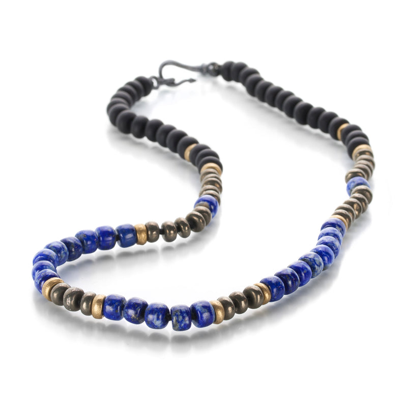 Joseph Brooks Lapis, Pyrite, Onyx and Brass Necklace | Quadrum Gallery