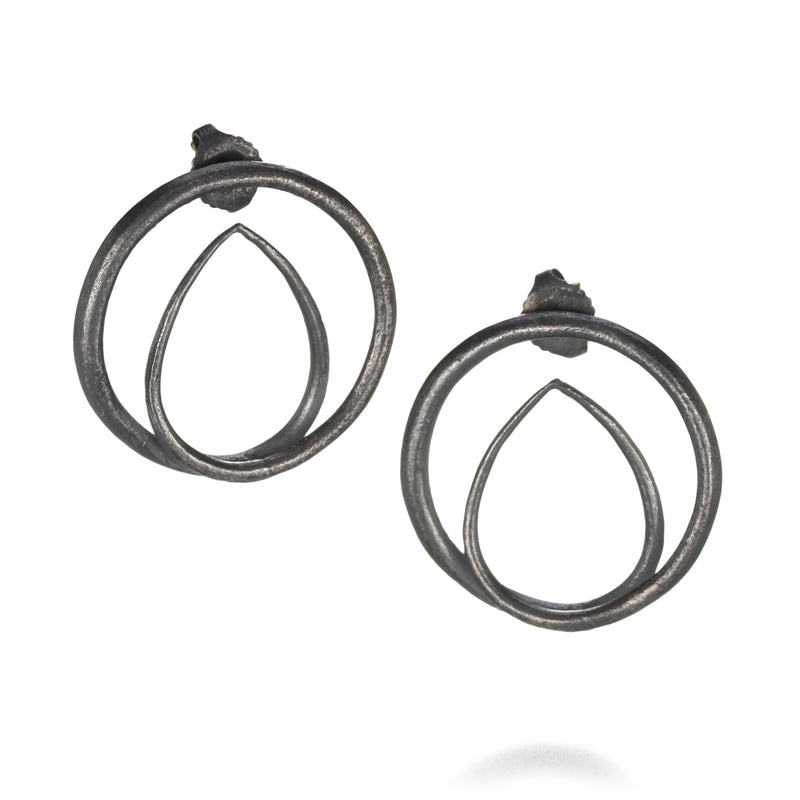 John Iversen Oxidized Silver Small Swirl Earrings | Quadrum Gallery