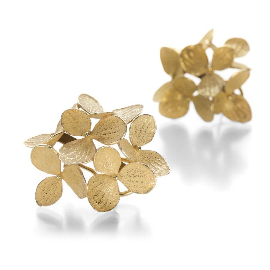 John Iversen Gold Six Part Large Hydrangea Earrings | Quadrum Gallery