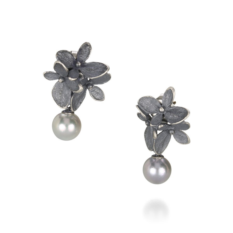 John Iversen Small Hydrangea Earrings with Pearl Drops | Quadrum Gallery