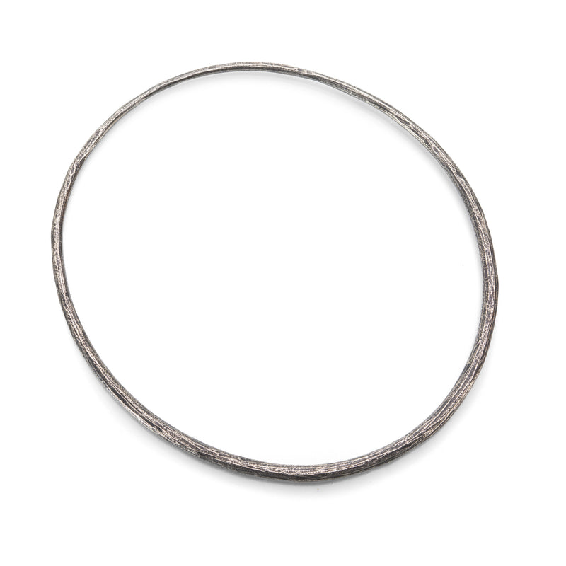 John Iversen Large Oxidized Sterling Silver Oval Bangle | Quadrum Gallery