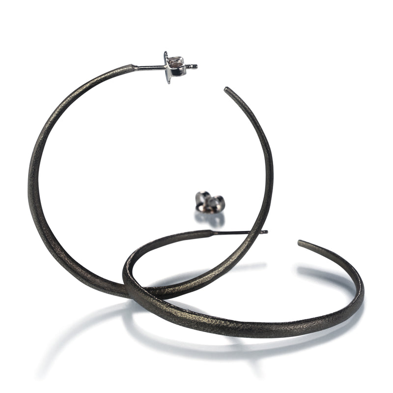 John Iversen Extra Large Oxidized Sterling Silver Hoops | Quadrum Gallery