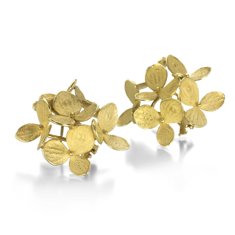 John Iversen Six Part Large Gold Hydrangea Earrings | Quadrum Gallery