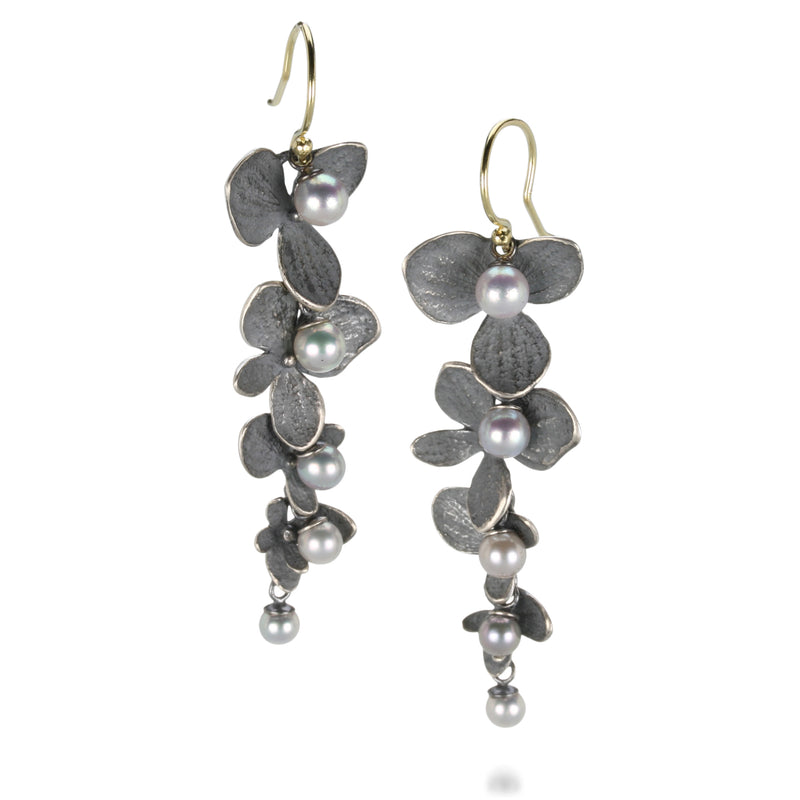 John Iversen 4 Part Hydrangea Earrings with Gray Pearls | Quadrum Gallery