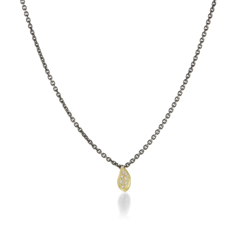 John Iversen Tiny Leaf Necklace with 7 Diamonds | Quadrum Gallery