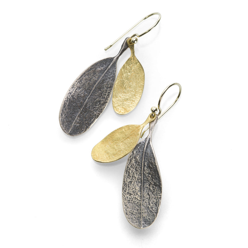 John Iversen Silver & Gold Double Leaf Earrings | Quadrum Gallery