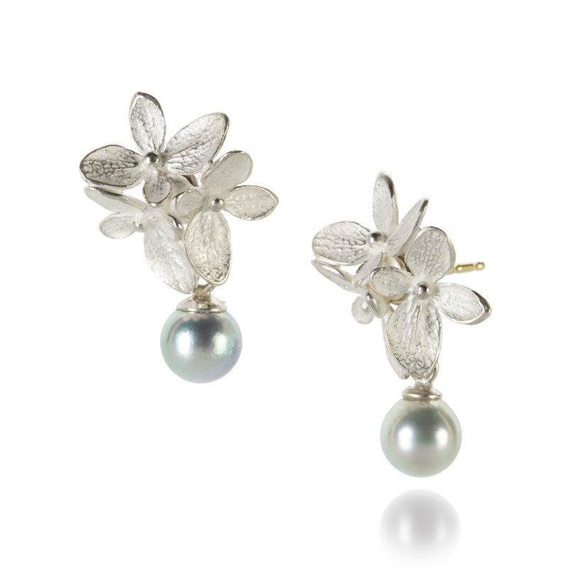 John Iversen 3 Part Small Hydrangea Earrings with Pearl Drops | Quadrum Gallery