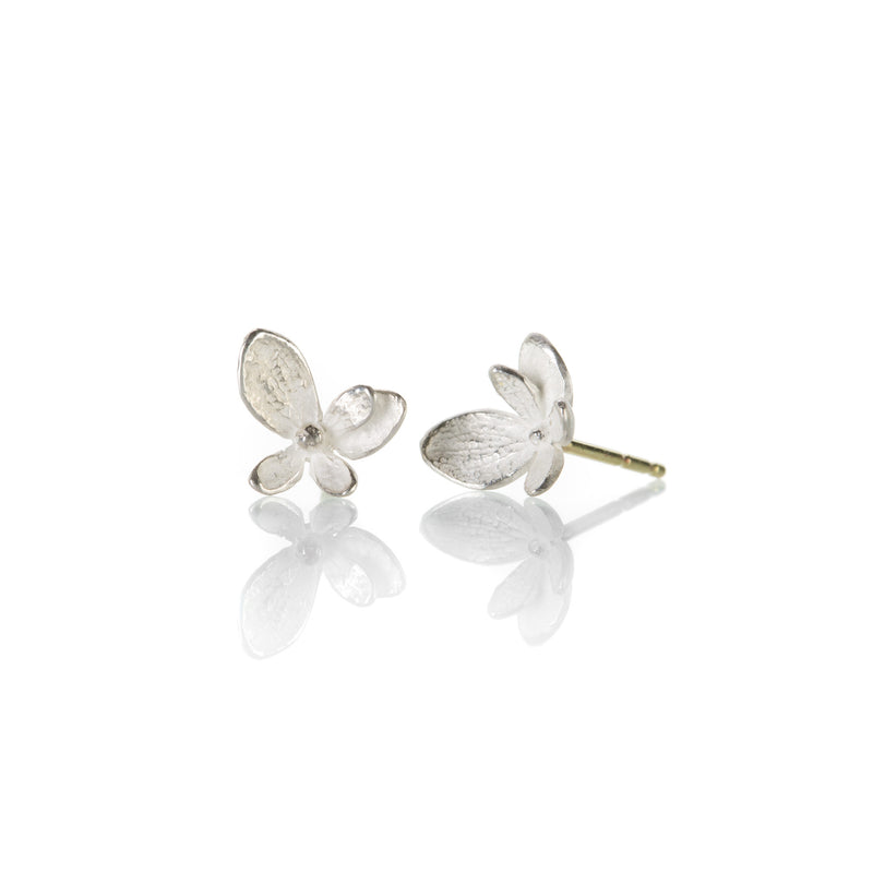 John Iversen Baby Hydrangea Bright Silver Stud Earrings | Quadrum Gallery
