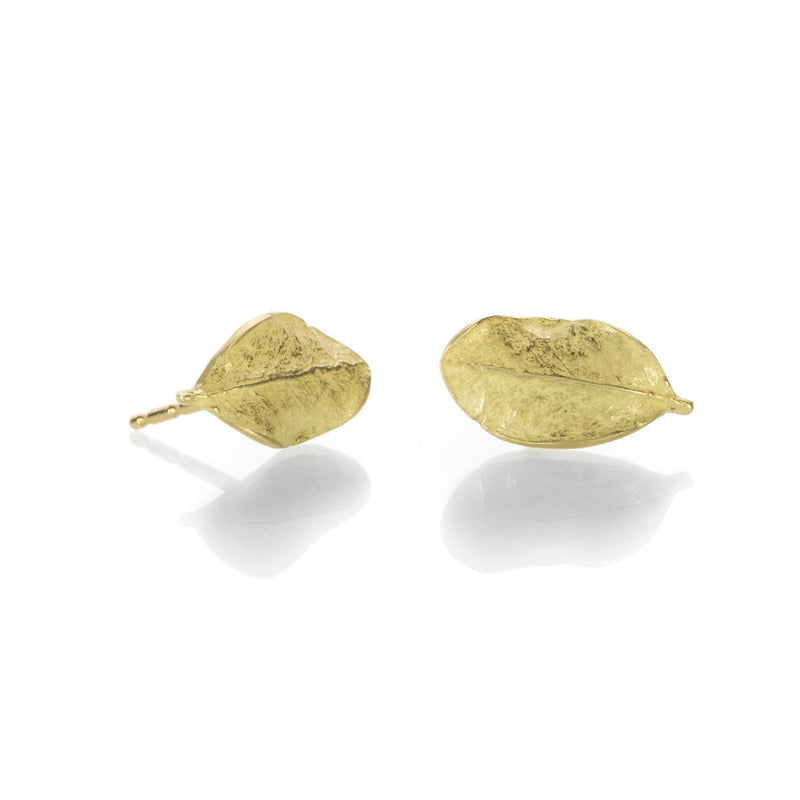John Iversen 18k Tiny Boxwood Leaf Stud Earrings | Quadrum Gallery