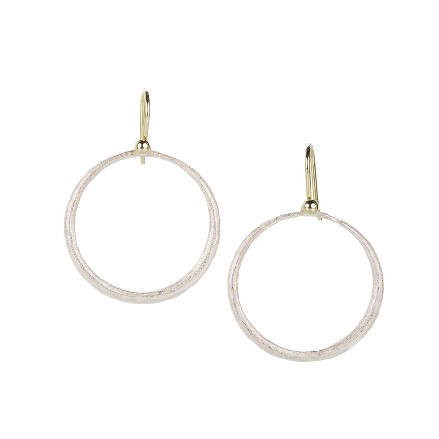 John Iversen Bright Silver Skinny Hoop Dangle | Quadrum Gallery