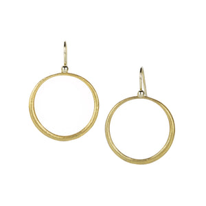 John Iversen 18k Yellow Gold Skinny Hoop Drop Earrings | Quadrum Gallery