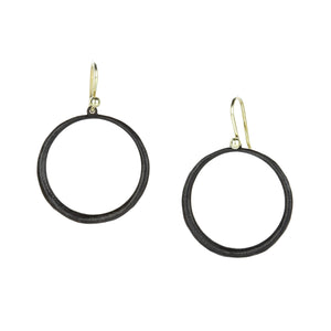 John Iversen Oxidized Silver Circle Drop Earrings | Quadrum Gallery