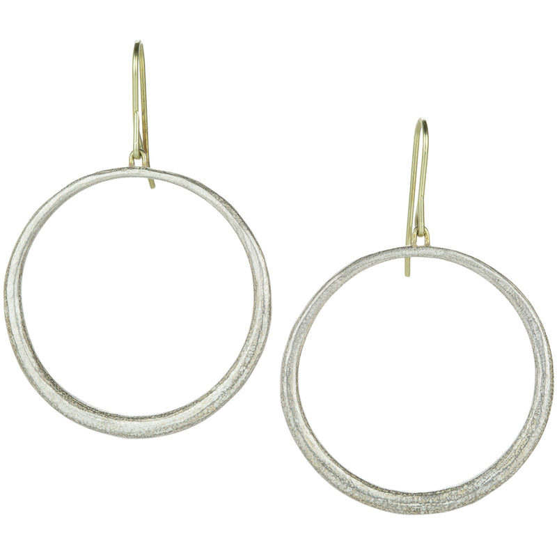 John Iversen Medium Bright Silver Hoop Drop Earrings | Quadrum Gallery