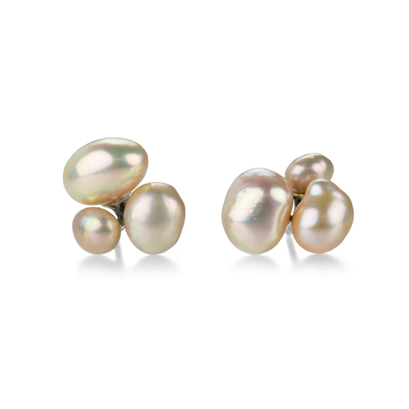 John Iversen Peach Pearl Trio Studs | Quadrum Gallery