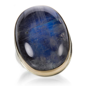 Jamie Joseph Large Smooth Blue Rainbow Moonstone Ring | Quadrum Gallery