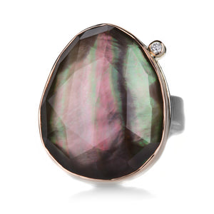 Jamie Joseph Rock Crystal Over Black Mother of Pearl Ring | Quadrum Gallery