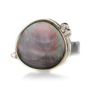 Jamie Joseph Smooth Asymmetrical Black Mother of Pearl Ring | Quadrum Gallery