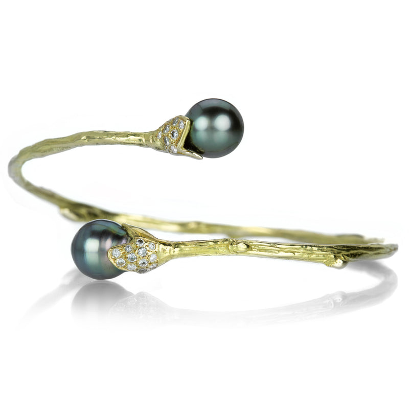 Kimberlin Brown Tahitian Pearl and Diamond Pussy Willow Bangle | Quadrum Gallery