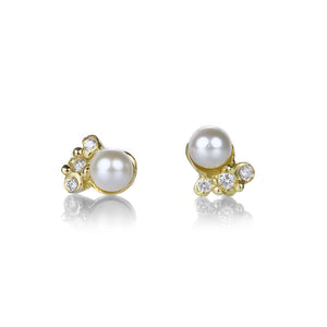 Kimberlin Brown Moonlight Akoya Pearl and Diamond Studs | Quadrum Gallery