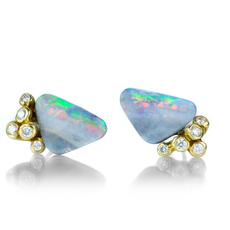 Kimberlin Brown Crowned Opal and Diamond Studs | Quadrum Gallery