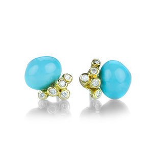 Kimberlin Brown Crowned Turquoise and Diamond Studs | Quadrum Gallery