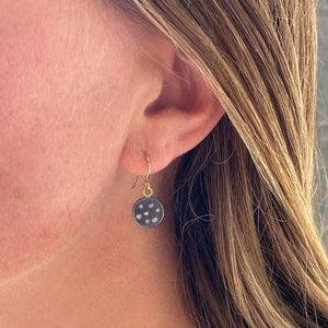 Kate Maller Black and Gold Diamond Disc Drop Earrings | Quadrum Gallery