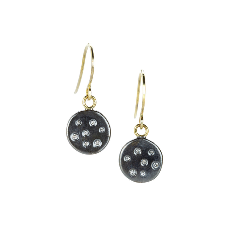 Kate Maller Black and Gold Diamond Disc Drop Earrings | Quadrum Gallery