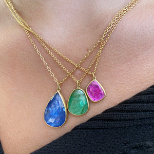 Lola Brooks Emerald Pebble Drop Pendant Necklace | Quadrum Gallery