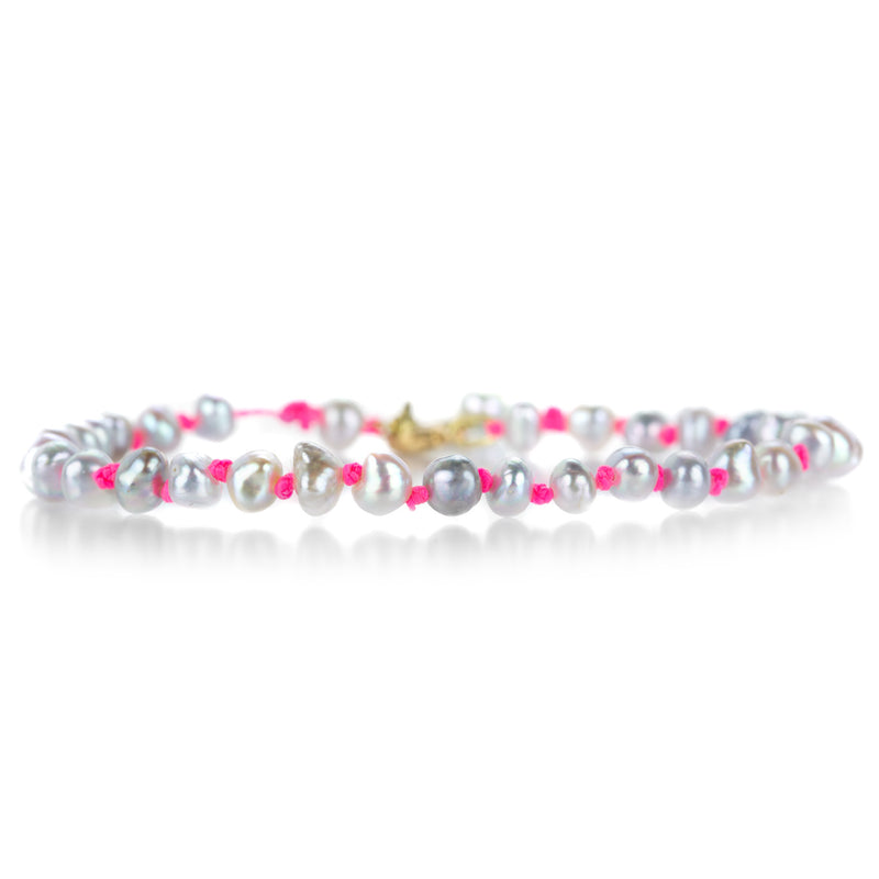 Lene Vibe Keshi Akoya Pearl Bracelet on Pink Cord | Quadrum Gallery