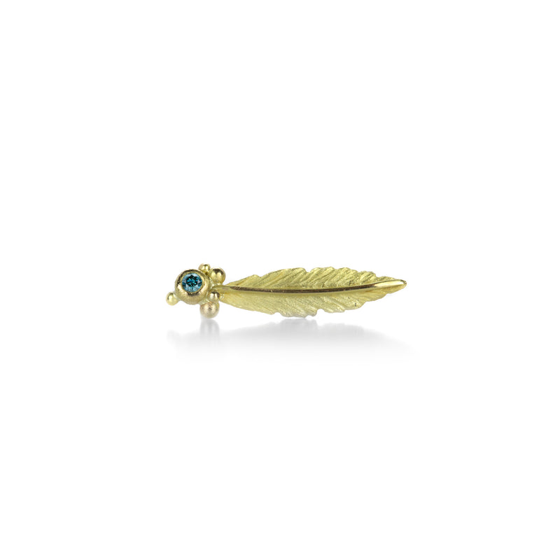 Lene Vibe Single Feather Earring with Blue Diamond | Quadrum Gallery