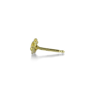 Lene Vibe Yellow Gold Single Stud Earring with Blue Diamond | Quadrum Gallery