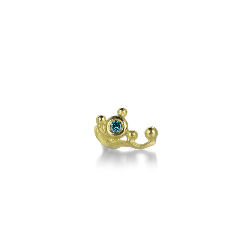 Lene Vibe Yellow Gold Single Stud Earring with Blue Diamond | Quadrum Gallery